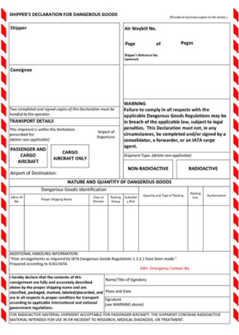 Certificado de Mercadorias Perigosas